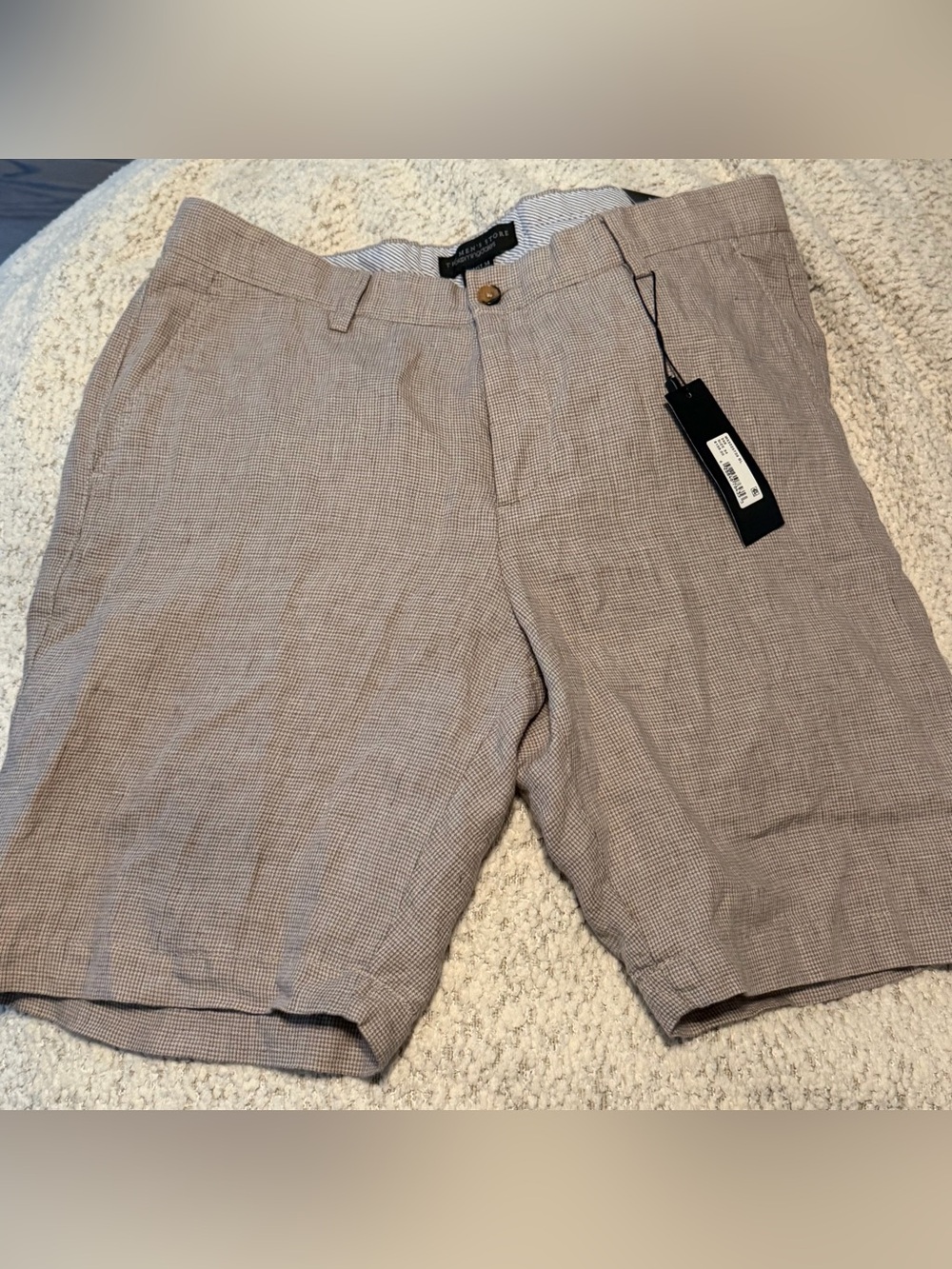 Linen Micro-Houndstooth Sport Shorts